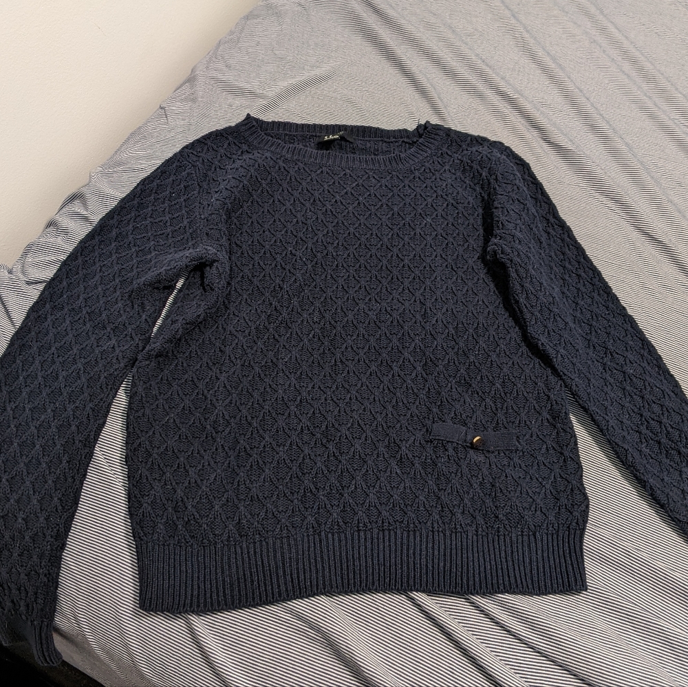 ❤️ Forever 21 F21 Navy Textured Knit Sweater M Medium